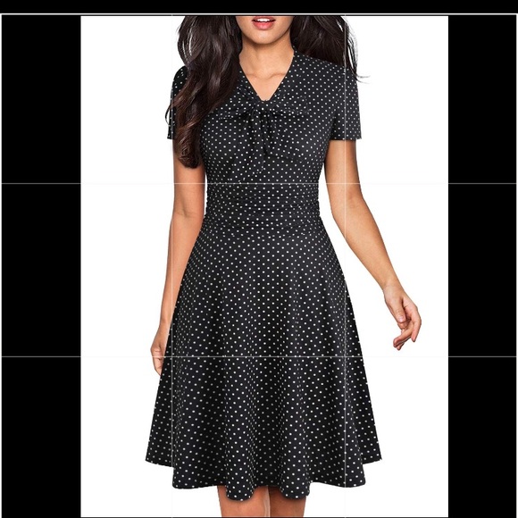 Yathon Dresses & Skirts - Vintage Fit and Flare Black & White Polka Dot Dress